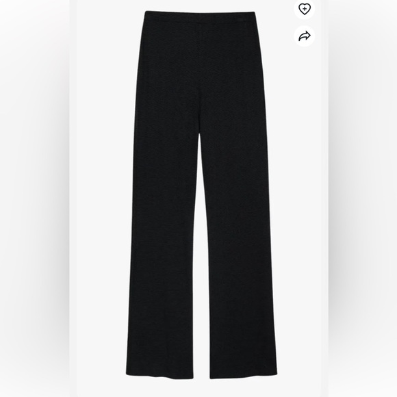 Anine Bing Womens Black Waffle Knit High Waist Relaxed Fit  Billie Pant Size S - Picture 2 of 7